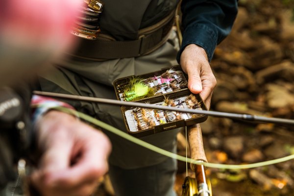 An angler prepares to fly fish